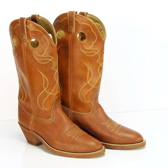 Men Acme Faux Leather Cowboy Boots Made in USA main image 6